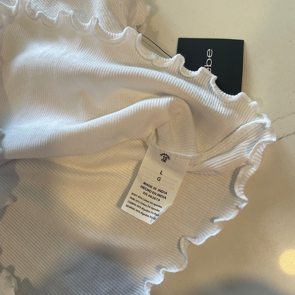 Bebe NWT Y2K White Logo Pink Stone Ribbed Scoop Neck Crop Top, Size S - Picture 10 of 13